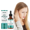 Ear relief drops in a brown glass bottle with a black dropper and teal-and-white EchoFree label, Docteat Ear Relief Drops.
