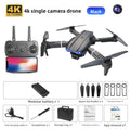 Drone 8K Aerial Photography in black plastic with a foldable four-rotor body, front camera, remote control and accessories