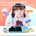 Activity Book: blue ABS plastic children’s LCD writing tablet with a black drawing screen, stylus, and colorful learning buttons.