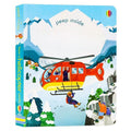 Educational  Picture Books board book with a turquoise cover, snowy mountain scene, bright orange helicopter, and peek-inside flap feature.