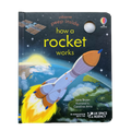 Children’s Educational  Picture Books, a dark illustrated board book showing a rocket launching above Earth with a peek-through hole.