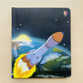 Educational  Picture Books space-themed board book with a colorful rocket launching above Earth, stars and a dark blue sky
