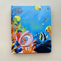Peek-through picture book in blue ocean colors, with vibrant fish, coral illustrations and a cutout window; Educational  Picture Books for toddlers