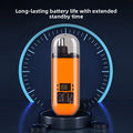 Electric Nose Hair Trimmer in bright orange with a clear protective cap, black trimming head and digital display