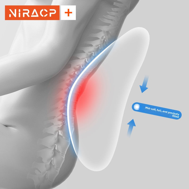 Ergonomic Lumbar Support Cushion in solid light blue fabric with a smooth, contoured butterfly wing shape