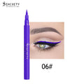 Eyeliner Pen Waterproof with a vivid purple barrel, fine pointed tip and matching purple winged liner swatch.