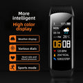 Fitness Tracker Smart Bracelet with a black silicone band, glossy rectangular color screen and digital activity display.
