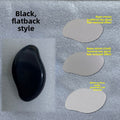 Glass Frosted Exfoliator with glossy black, curved handheld body and three pale textured glass pads for hair removal