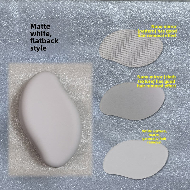 Glass Frosted Exfoliator in matte white with a smooth, rounded flatback body and textured nano-glass surface pads