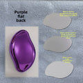 Glass Frosted Exfoliator with a glossy purple, curved handheld body and flat back, shown with three textured glass pads