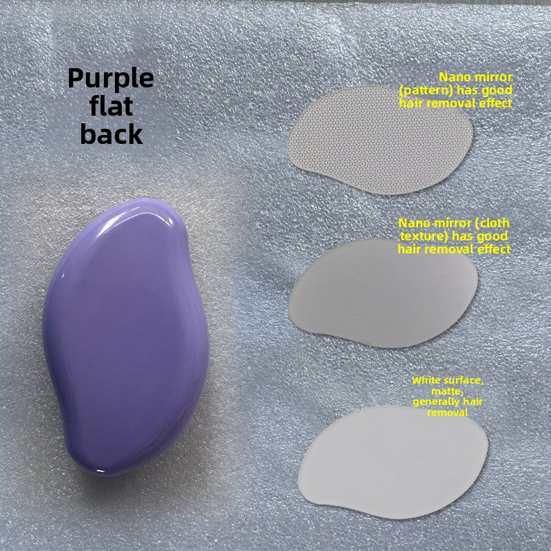 Glass Frosted Exfoliator with a glossy purple curved handle and three pale oval textured glass surfaces