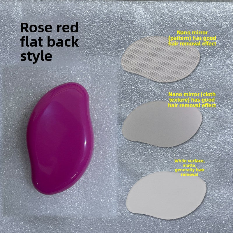 Glass Frosted Exfoliator with a glossy rose-red flat-back handle and three pale textured glass exfoliating surfaces