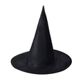 Halloween Hat in plain black fabric with a tall pointed crown and broad, softly curved brim