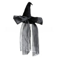 Halloween Hat in black velvet with a pointed crown, wide bow-like brim and long sheer mesh drapes