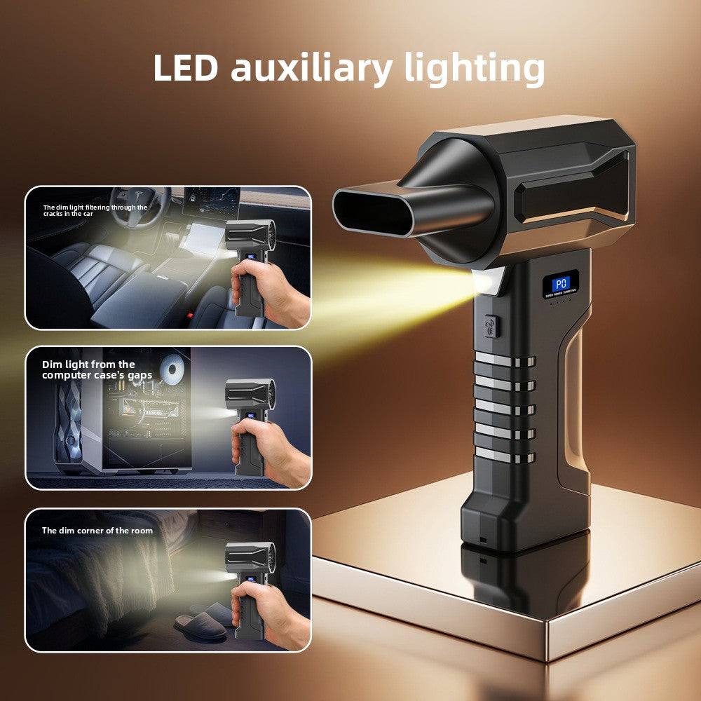 High-speed Ducted Hair Dryer in black with a compact ABS body, wide nozzle, ribbed handle, digital display and LED light