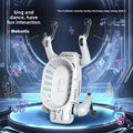 Intelligent Bionic Robot Dog in white plastic with black and teal details, shown upright with raised legs and music symbols