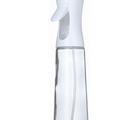 Kitchen Oil Spray Bottle with a clear transparent body and white plastic pump nozzle with a curved trigger