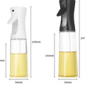 Kitchen Oil Spray Bottle in white and black plastic spray heads with clear bottles containing yellow oil