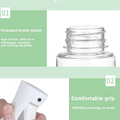 Kitchen Oil Spray Bottle with a white plastic sprayer, black press button, comfortable grip and clear threaded bottle neck
