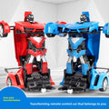 Lambo Transforming Remote Control toy car in red and blue plastic, shown as robots with car bodies and robot details.
