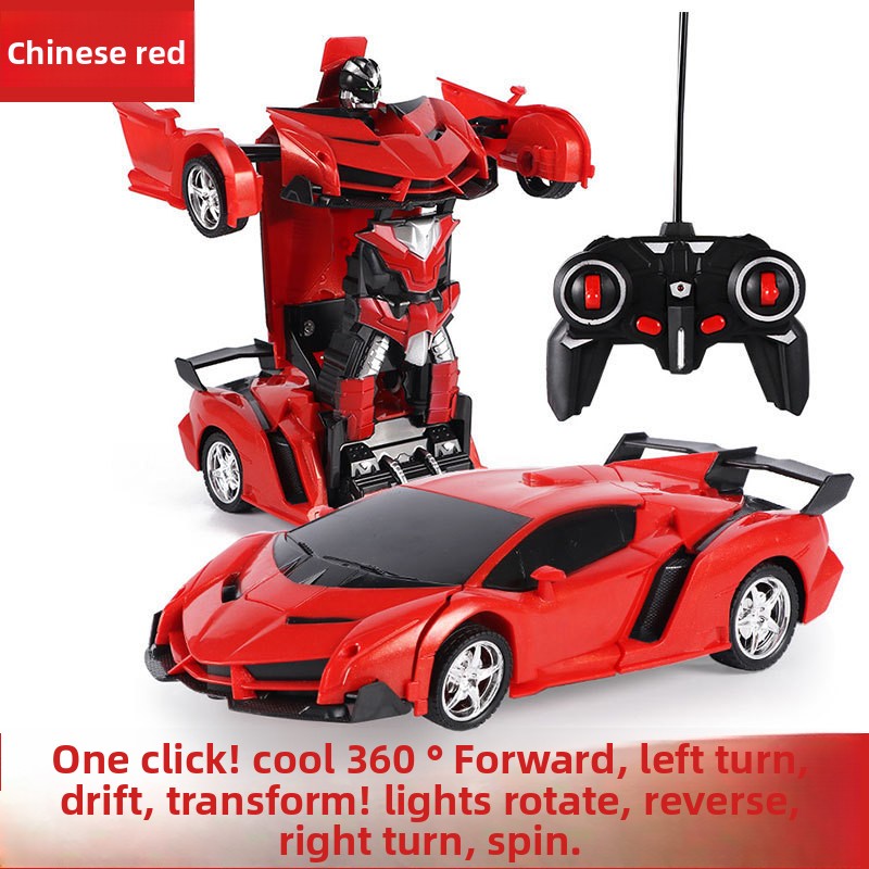 Lambo Transforming Remote Control toy with a glossy red plastic sports car and robot, black details, and black controller