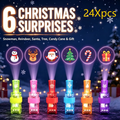 LED glowing ring finger lights in six translucent colors, each projecting a Christmas icon such as a snowman, reindeer or tree