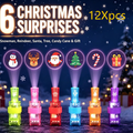LED glowing ring set with six translucent colorful finger lights projecting Christmas characters and holiday symbols