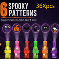 LED glowing ring finger lights in six translucent colors, projecting spooky reaper, pumpkin, bat, witch, spider and ghost patterns