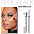 Liquid Eyeliner Pen with a sleek black body and fine pointed tip, shown alongside bold winged eyeliner makeup