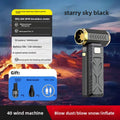 M18 Turbo Electric Hand Fan in black and gold, with a handheld grip, digital display and interchangeable blower accessories