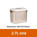 Manual Vacuum Food container in clear rectangular plastic with a white lid, beige sealing rim, side clips, and vacuum valve