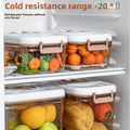 Manual Vacuum Food storage containers with clear rectangular bodies, white lids and rose-gold clips holding fresh produce