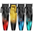 Men's Electric Hair Clipper Set with four faceted cordless clippers in black, gold, red, blue and teal finishes