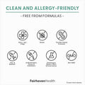 Men's Fertility Supplement label highlighting clean, allergy-friendly formulas free from common allergens and additives