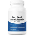 Men's Fertility Supplement in a white bottle with a blue label, marked FertilAid Multivitamin For Men and 90 capsules