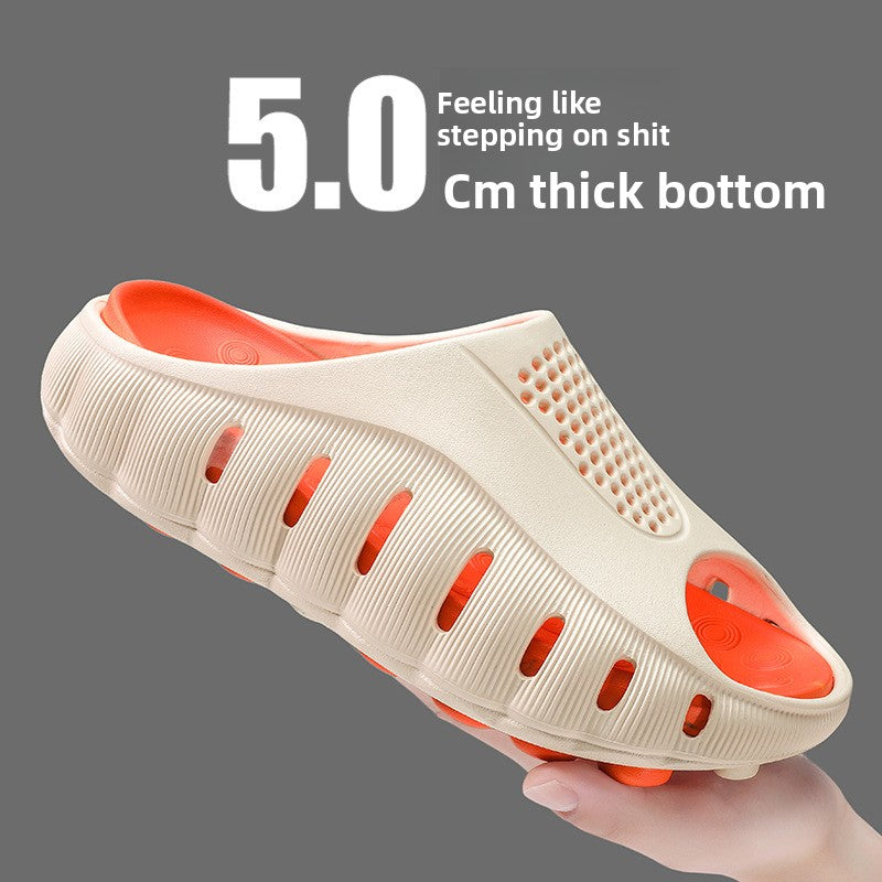 Mens Summer Outdoor Clogs in cream EVA with orange accents, closed toe, perforated upper and thick ridged sole