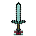 Minecraft Ore lamps sword-shaped lamp with a pale cyan pixelated blade, black and teal hilt, and blocky base