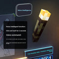 Minecraft Ore lamps include a pixelated brown torch with a glowing yellow and white block-shaped top and voice control.