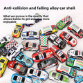 Mini Alloy Pull-Back Toy Cars in assorted bright colours, with compact alloy bodies and racing, police and emergency vehicle designs