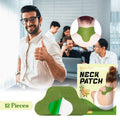 Pain Relief Patch for neck and shoulder, olive-green contoured adhesive pads shown with a 12-piece package