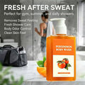 Persimmon Shower Gel in a clear orange pump bottle, with a white dispenser and persimmon fruit label