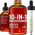 Pet Vitamins liquid multivitamin in an amber bottle with a red label, black dropper cap and measuring pipette