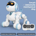 Pink or White Intelligent remote control robot dog toy in white plastic with pale blue trim, heart-shaped eyes and a matching controller