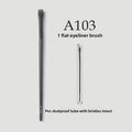 Professional Makeup Brush Set featuring a slim black flat eyeliner brush with fine bristles and a clear protective tube