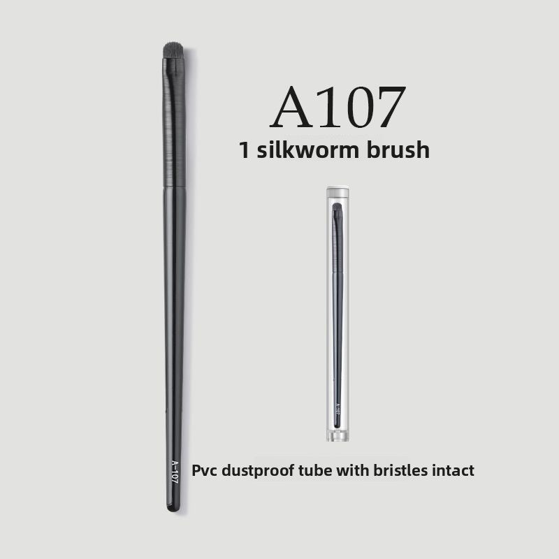 Professional Makeup Brush Set includes a slim black silk-worm brush with fine bristles and a clear protective tube