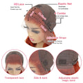 Real Human Hair Wigs in ginger body waves with transparent lace front, elastic cap, four combs and adjustable straps