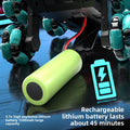 Remote Control Water Bomb Tank Toy rechargeable lithium battery, a lime green cylindrical pack with red and black wires