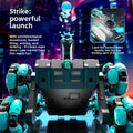 Remote Control Water Bomb Tank Toy in metallic black and turquoise plastic, with articulated legs and a top water bomb launcher.