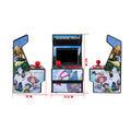 Retro Handheld Game Console with a black mini arcade cabinet, red joystick and buttons, and colorful character graphics.