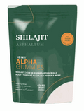 Shilajit Seaweed Alpha Gummies in a dark green stand-up pouch with white and orange lettering and an orange no-sugar-added badge